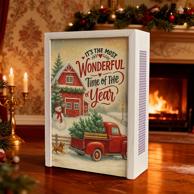 TEMU Christmas Holiday Atmosphere Decorative Matchbox Storage Box, High-definition 2d Printed " The Most Of The Year" Rustic Snow Scene Pattern,