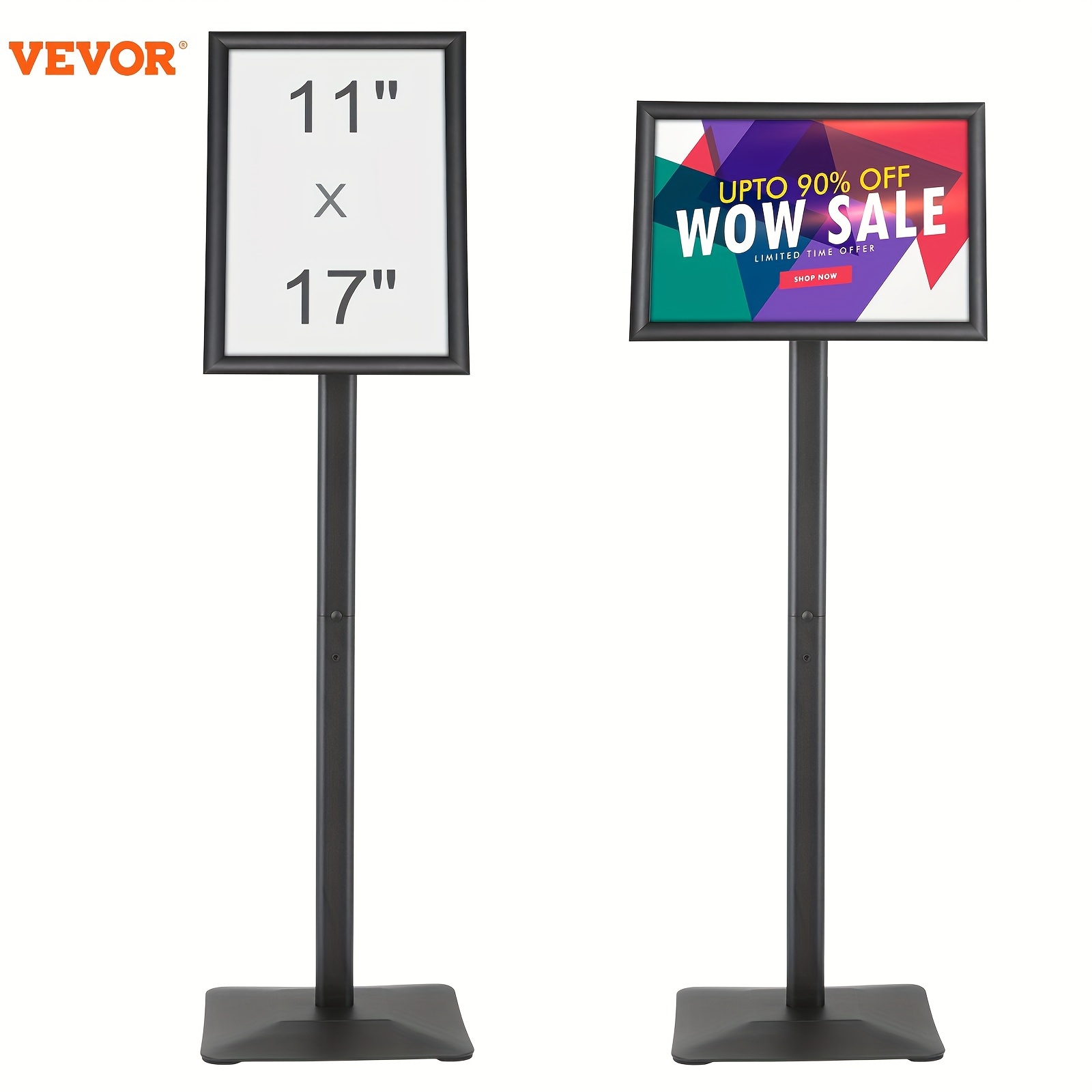 

Vevor Pedestal Sign Holder, 11 X 17 Inch Vertical And Horizontal Adjustable Poster Stand, Heavy-duty Floor Standing Sign Holder With Metal Base For Display, Advertisement, And Outdoor, Black