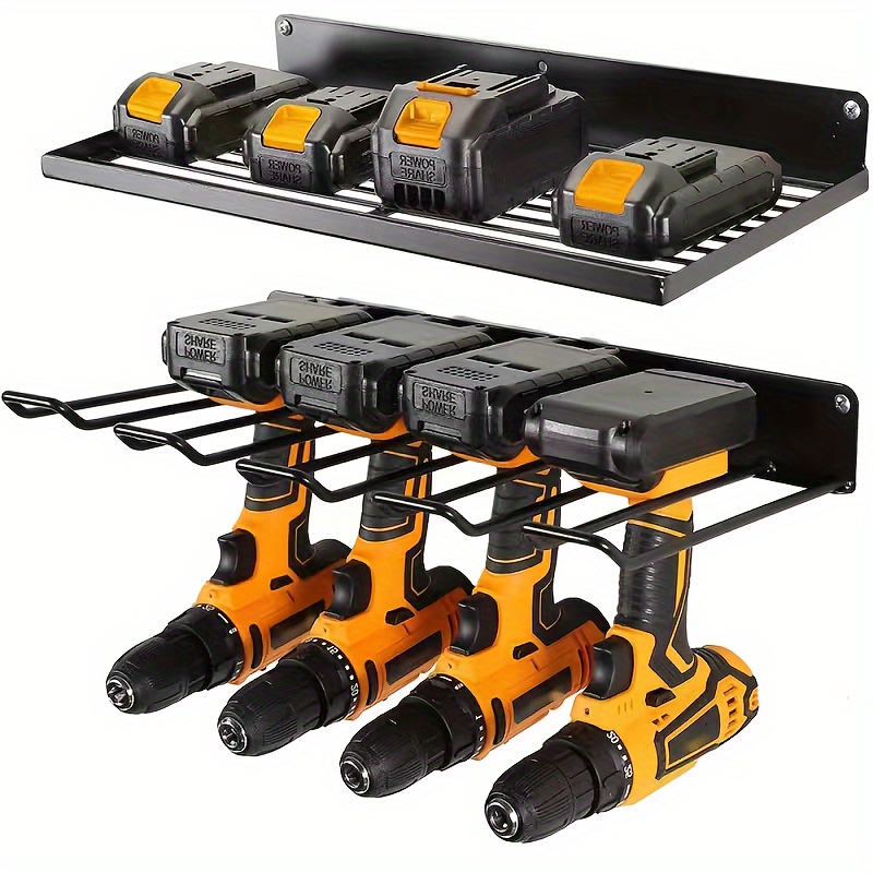 TEMU Heavy-duty Metal Garage Tool Organizer - A Must-have For Home Tool Storage With Multiple Drill Holders, Wall-mounted Floating Racks, Power Tool