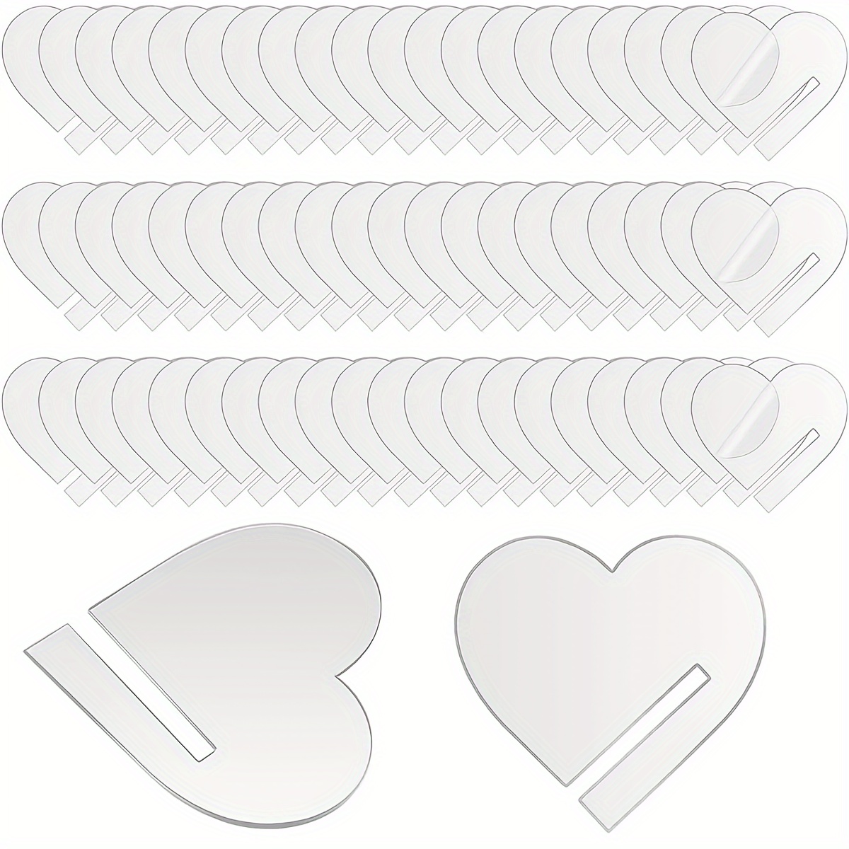 30pcs Acrylic Heart-Shaped Drink Labels, Transparent Beverage Markers for Weddings, Birthdays, Receptions, Champagne - Patriotic Theme, No Electricity Needed, Featherless, Ideal for Christmas, Halloween, Harvest Celebrations