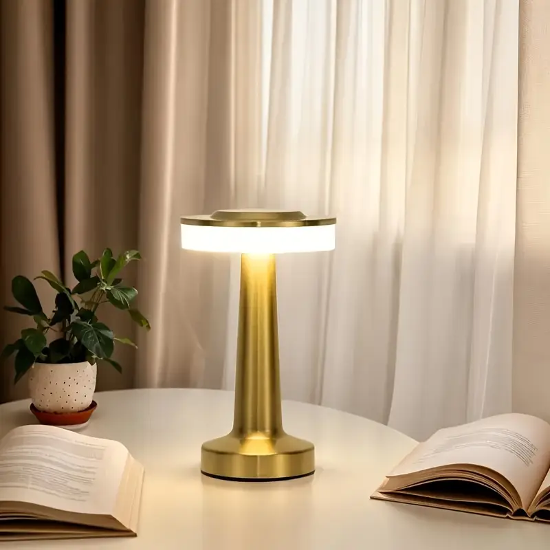 1 round usb charging table lamp golden metal touch dimmer 3 color night light halloween christmas decorative bedside lamp suitable for home bedroom living room decoration Product details 7