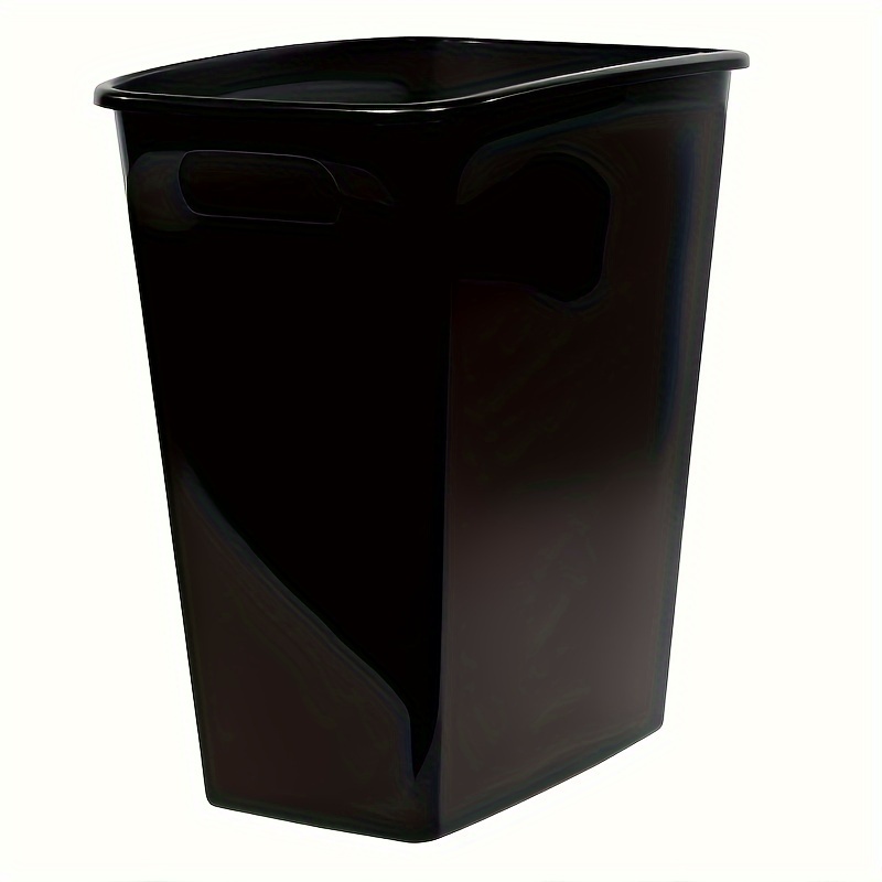 

1pc 8.8 Gal Black Plastic Trash Can, Handled Office Trash Can, Portable Trash Bin For Home Kitchen Bathroom Living Room Office - 8.8 Gallon Capacity