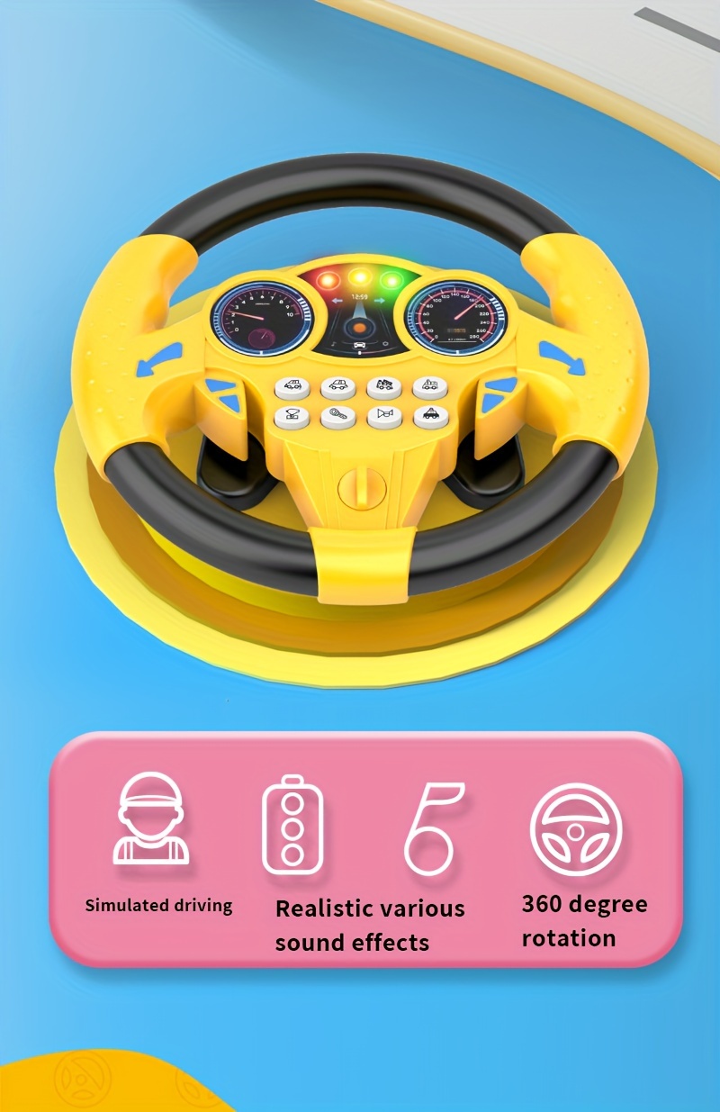 interactive kids steering wheel toy with music battery powered educational car play for parent child bonding no batteries included details 1
