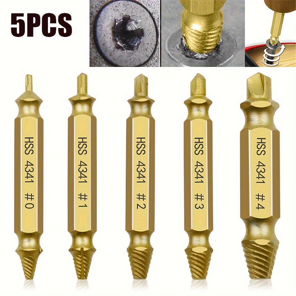 

5pcs Damaged Screw Extractor Drill Bits Tool Set Broken Bolt Remover