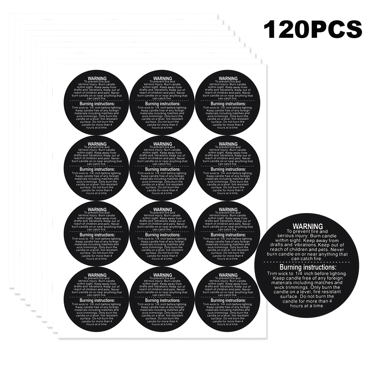 Temu – TEMU 120pcs Candle Safety Warning Stickers, German Candle Safety Stickers, Safety Container Stickers 1.57 Inches