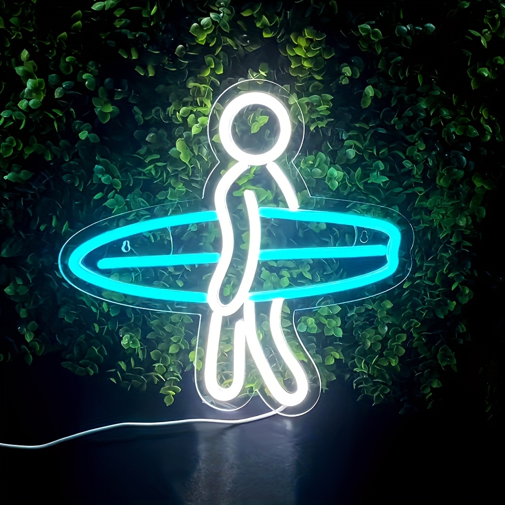 Image of Liuyang Surfer Neon Sign For Bedroom Wall Decor Usb Powered, Surfboard Decor Surfer Light Neon Sign For Room Wall Art Birthday Gift Halloween Christmas Decoration