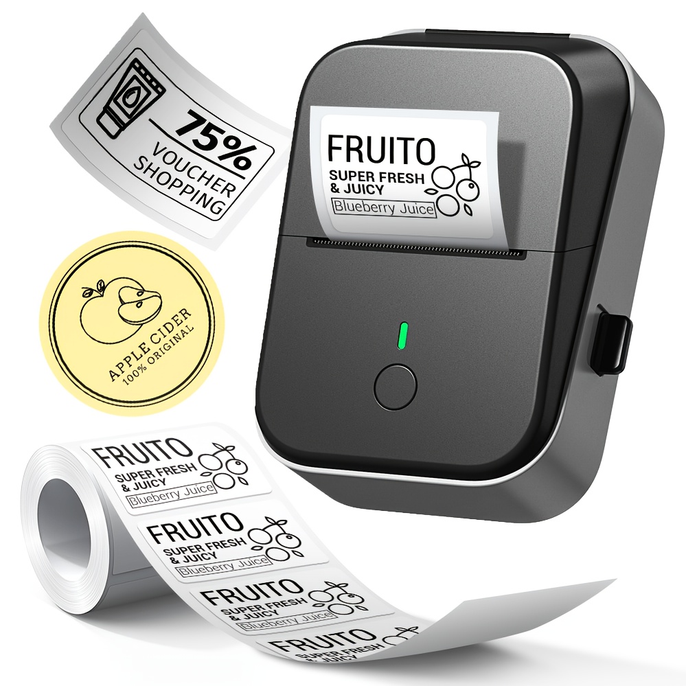 TEMU PM260C Tragbarer drahtloser Thermodrucker, kompatibel mit Geräten, drahtloser & USB-Thermodrucker mit 1 Rolle Papier, hochauflösend 203DPI,