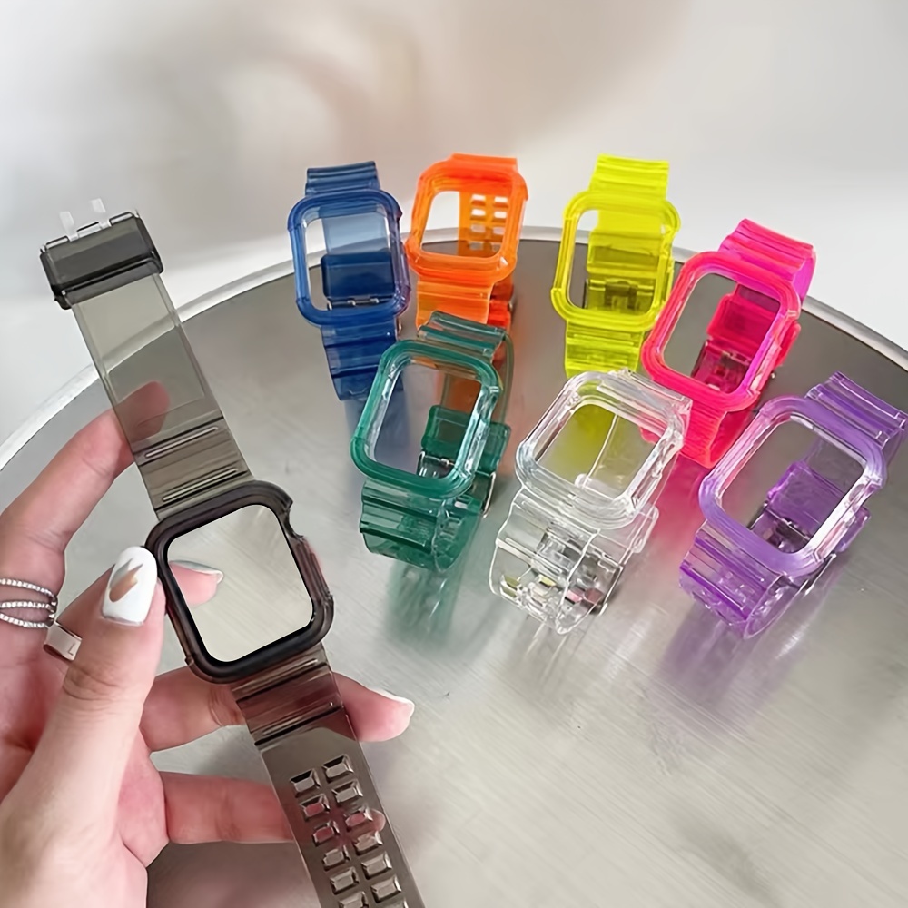 

Transparent Glacier Watch Strap For Apple Watch Ultra 49mm Clear Watchband For Iwatch Series 8 7 6 5 4 3 Se 45mm 41mm 40mm 44mm 42mm 40mm, Without Watch