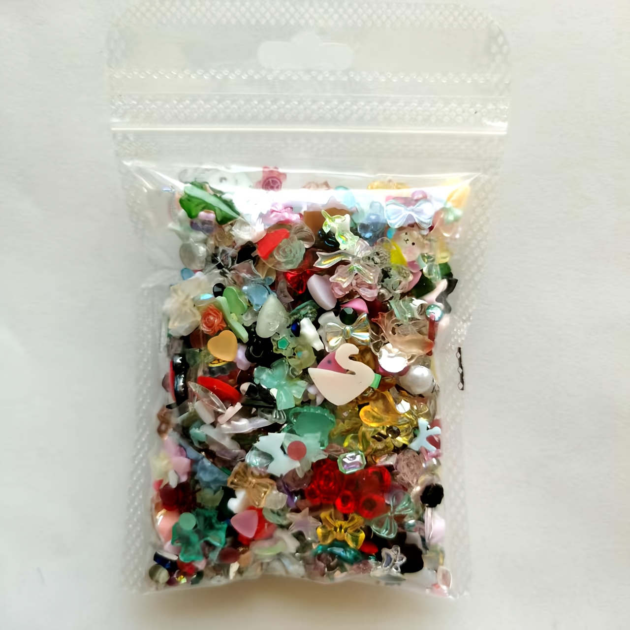 Image of 50g/bag (about 500-600pcs) 3d Assorted Mixed Color Nail Charms Additions, Multi-shapes Heart Flower Bowknot Shaped Resin Flatback Nail Art Rhinestones For Manicure Decor Jewelry Making Crafts Supplies