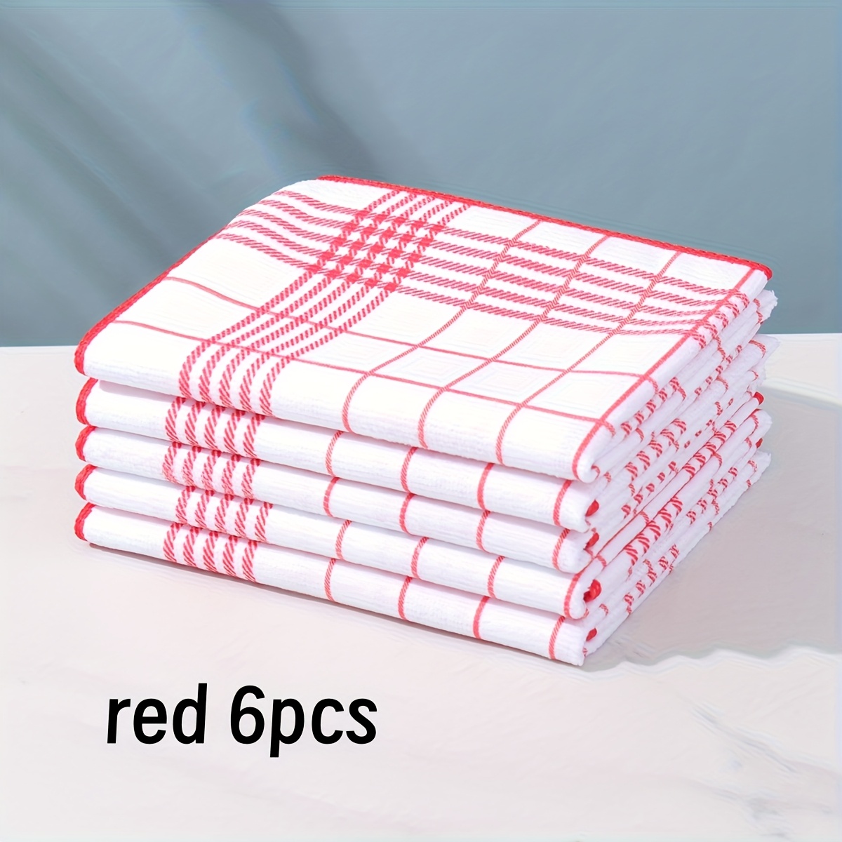 Image of 6pcs Set Large Absorbent Dish Towels - Quick-dry, Soft And Durable Kitchen Cloths For Daily Cleaning, Coffee Machines, Bar Tops - Ideal For Home And Restaurant Use, Gift