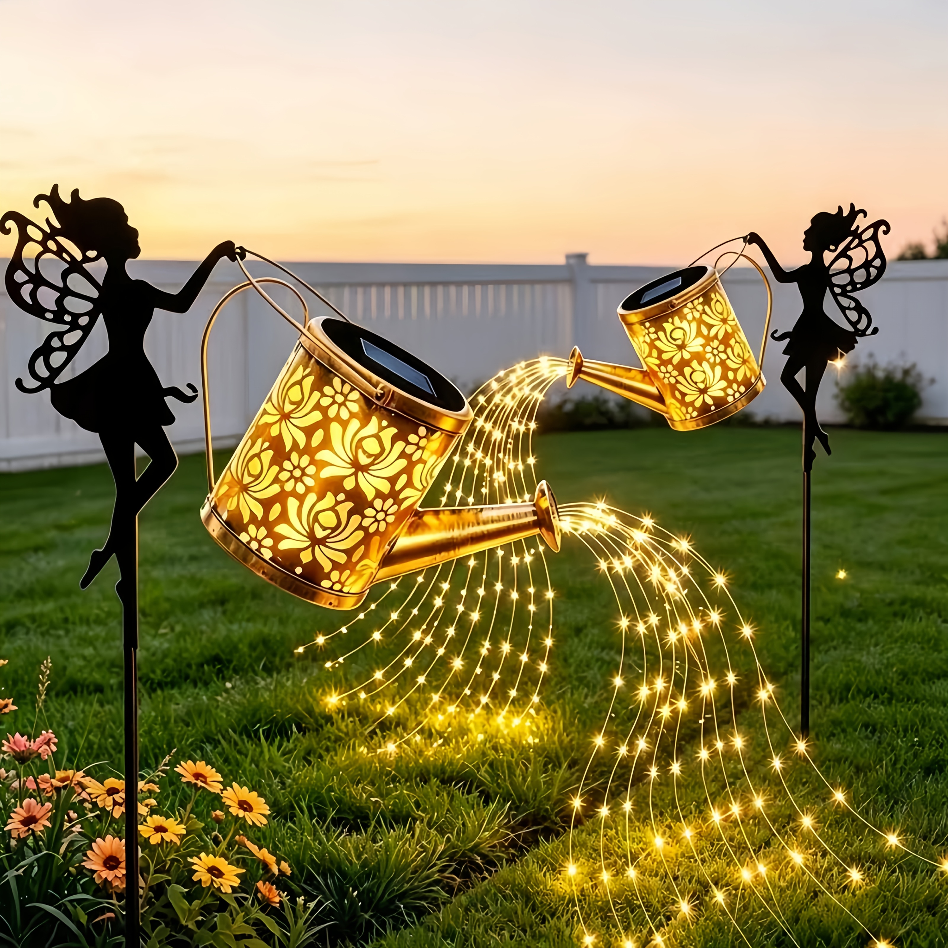 TEMU 2-pack Solar Outdoor Lawn Lights, 2026 Watering Can Lights, Metal Garden Lights For Yard, Patio, Lawn & Pathway, Includes Solar Watering Can And