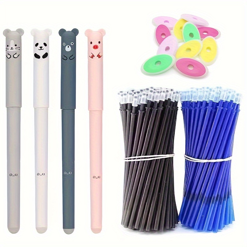 

26pcs/set Kawaii Bear Cat Mouse Erasable Gel Pen Eraser Washable Handle School Office Supplies Stationery Gift 0.35mm Blue Black Ink