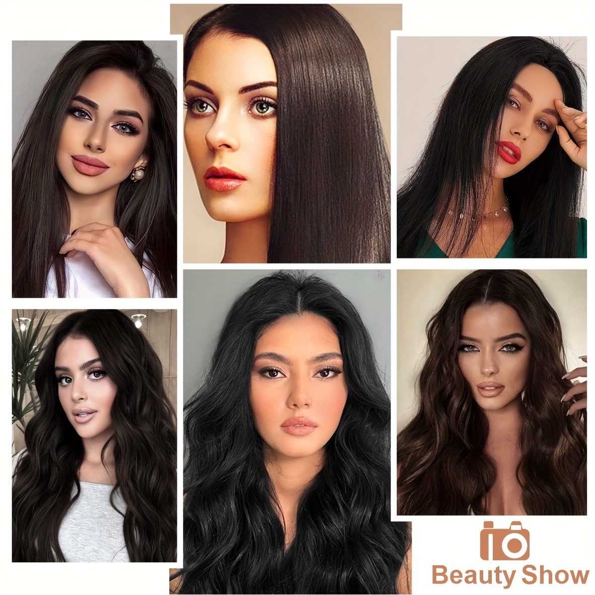 6pcs   clip in hair extensions 20 long thick curly wave synthetic hair   natural black dark brown heat styling safe unisex for men women all   length extension   curls   fibers   details 3