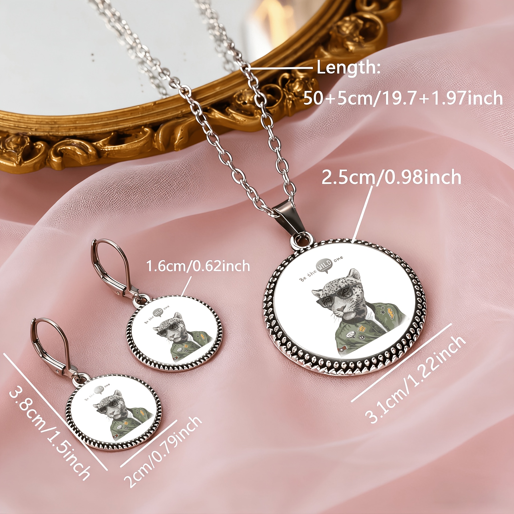 3pcs Round Glass Base Classic Jewelry Set for Women