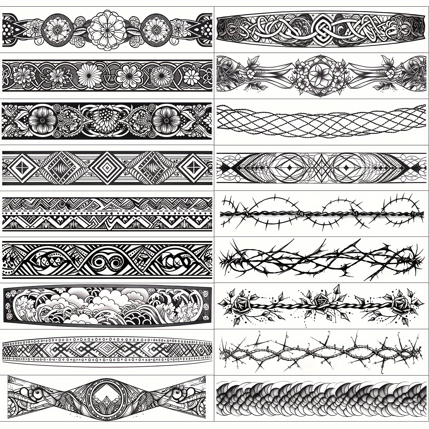 

Arm Band Temporary Tattoo - 18 Pack Super Long Size, Realistic & Maori Style Fake Tattoos, Armband Tattoos For Wrist, Ankle , , Tribal And Totem, Party Supplies