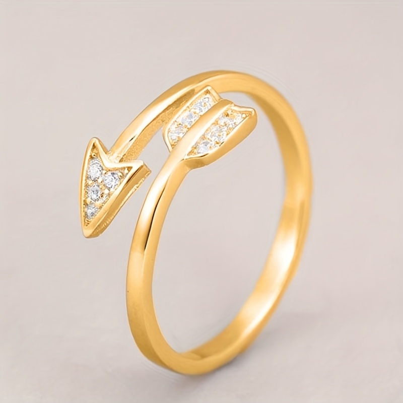 Women's Vintage Minimalist Arrow Design Open Ring, Synthetic Zirconia
