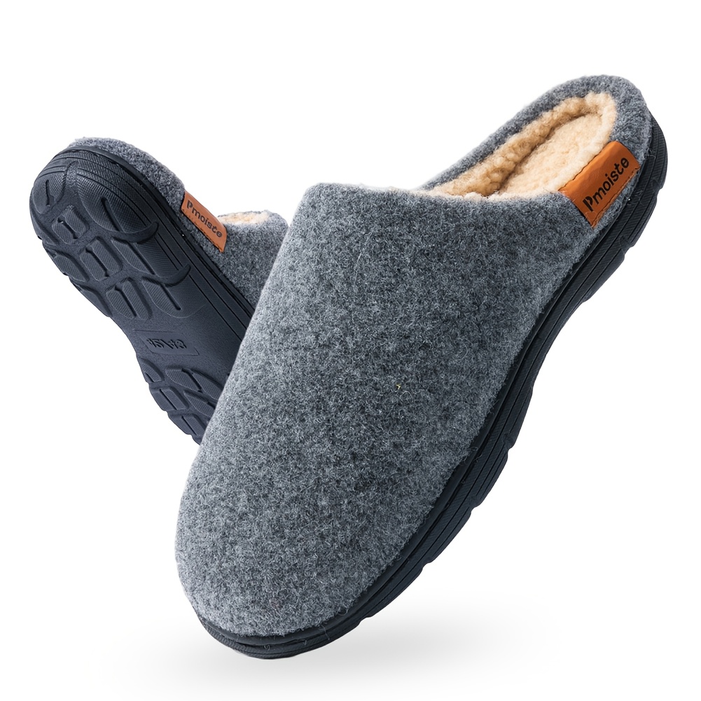 item picture   felt memory foam house slippers men luxury fuzzy warm solid shoes comfortable fashion indoor men slippers