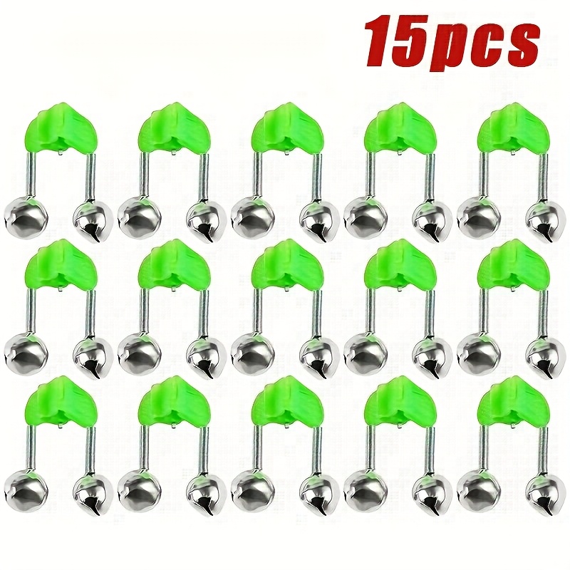 Image of 15pcs Narcissus Green Plastic Fishing Rod Clips With | Stainless Steel, Uncharged, Battery-free, Ideal For Fishing Alarm
