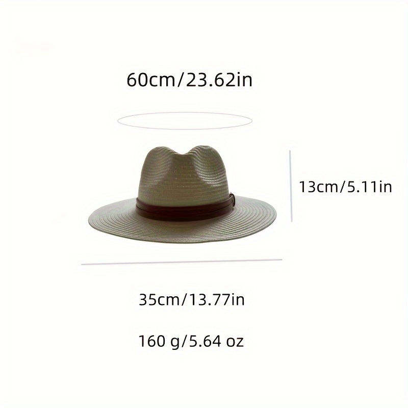 Panama Straw Sun Hat, Bucket Hats Simple Stylish Sun Protection Hat Belt Decorative Versatile Beach Hats for Women Men,Temu