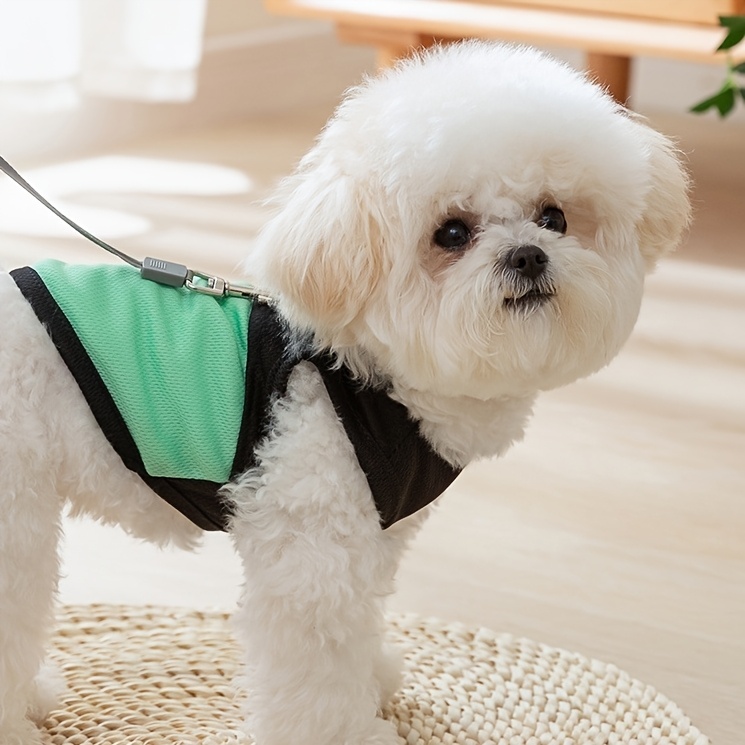 [Customized Colored Logo] - Pet Customizable - Breathable Mesh Vest - Suitable for Cats And Dogs - with Paw Print Design And D-Ring - for Leash Use - Available in Pink, Blue, Green, Lemon Yellow, And Light Purple - with 4 Sizes to Choose from