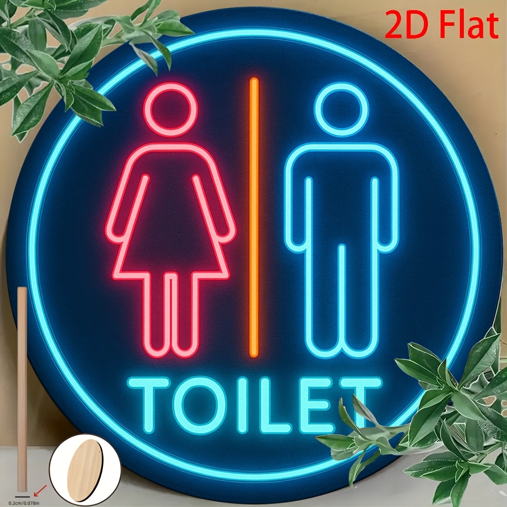 TEMU 2d Flat, 1 Retro Wooden "toilet" Sign Round Plaque- Retro Wall Hanging Decoration, Suitable For Bathroom, Office, Corridor, Garden And Holiday