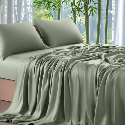 4pcs cooling bamboo sheet set 16 deep pocket wrinkle shrink resistant y quality bedding fitted sheet flat sheet 2 pillowcases