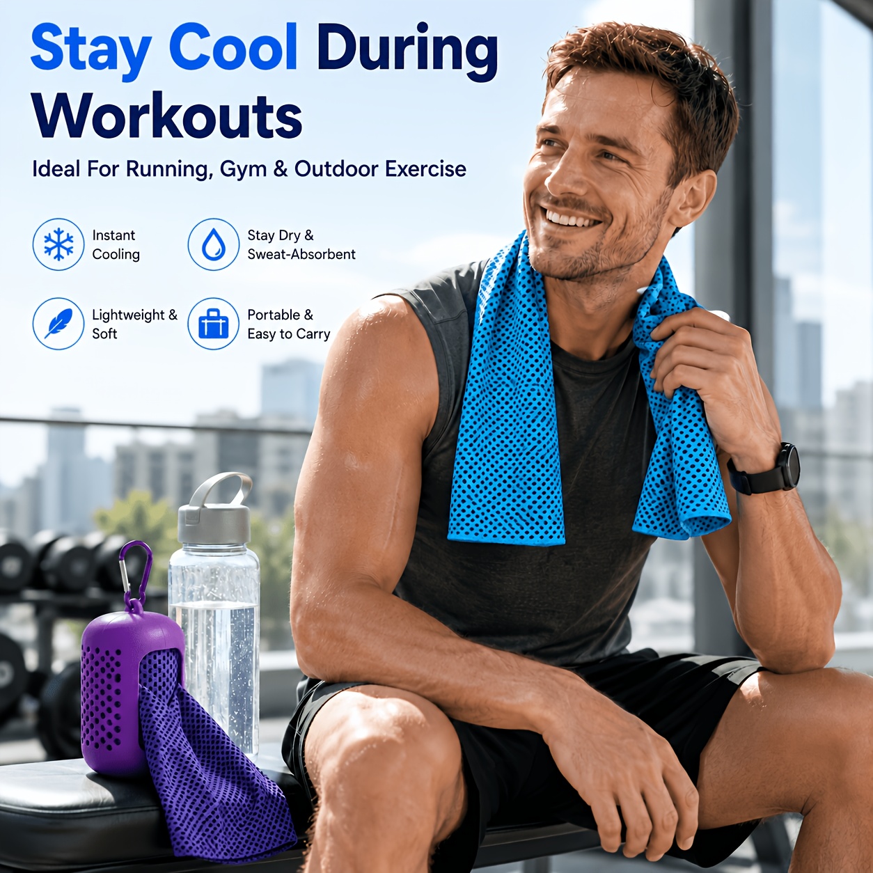 2pcs Cooling Towel (30.0cm*79.98cm), Cooling Towel, Cold Towel, Microfiber Soft Breathable Ice Towel, Suitable For Sports, Yoga, Gym, Camping, Running, Fitness, Workouts, And Other Activities