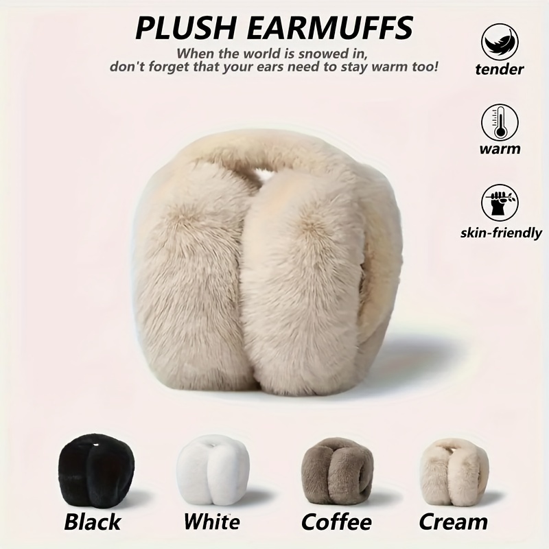 Cozy Fleece Winter Earmuffs for Women - Adjustable & Foldable, Windproof Stretch Fit for Casual Attire and Outdoor Sports details 0