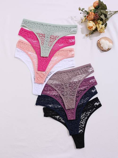 set of 8 lace womens panties transparent lingerie breathable underwear