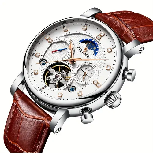 multi functional mechanical watch flywheel automatic mens watch moon phase mechanical watch business mens watch without battery