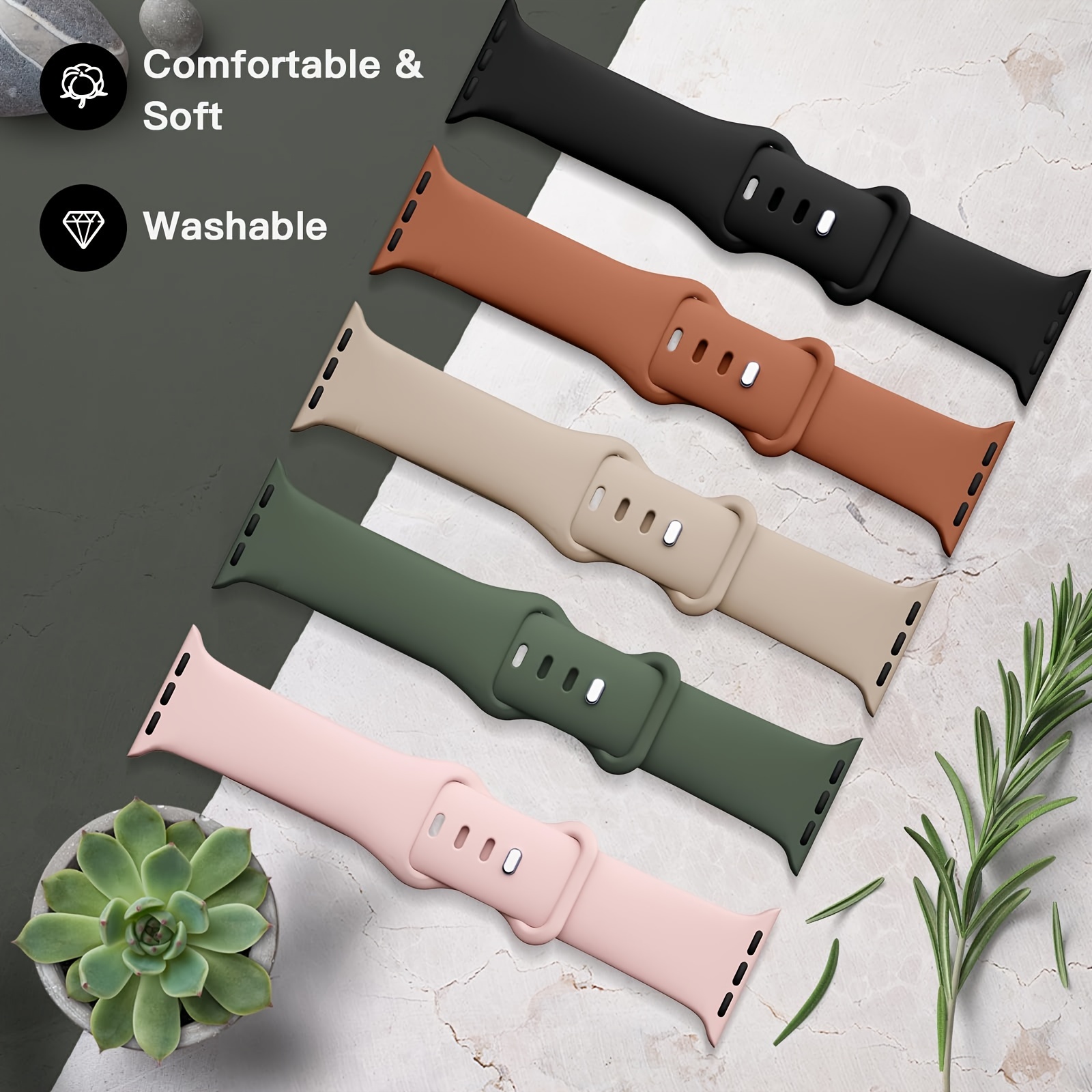 TEMU 5- Silicone Bands For Clasp - Adjustable Straps Compatible Iwatch 3 To , 38mm To 49mm - Unisex