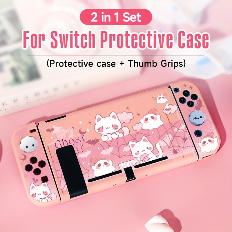 スイッチライトケ--ス 猫デザインのピンクケース （Qoo10