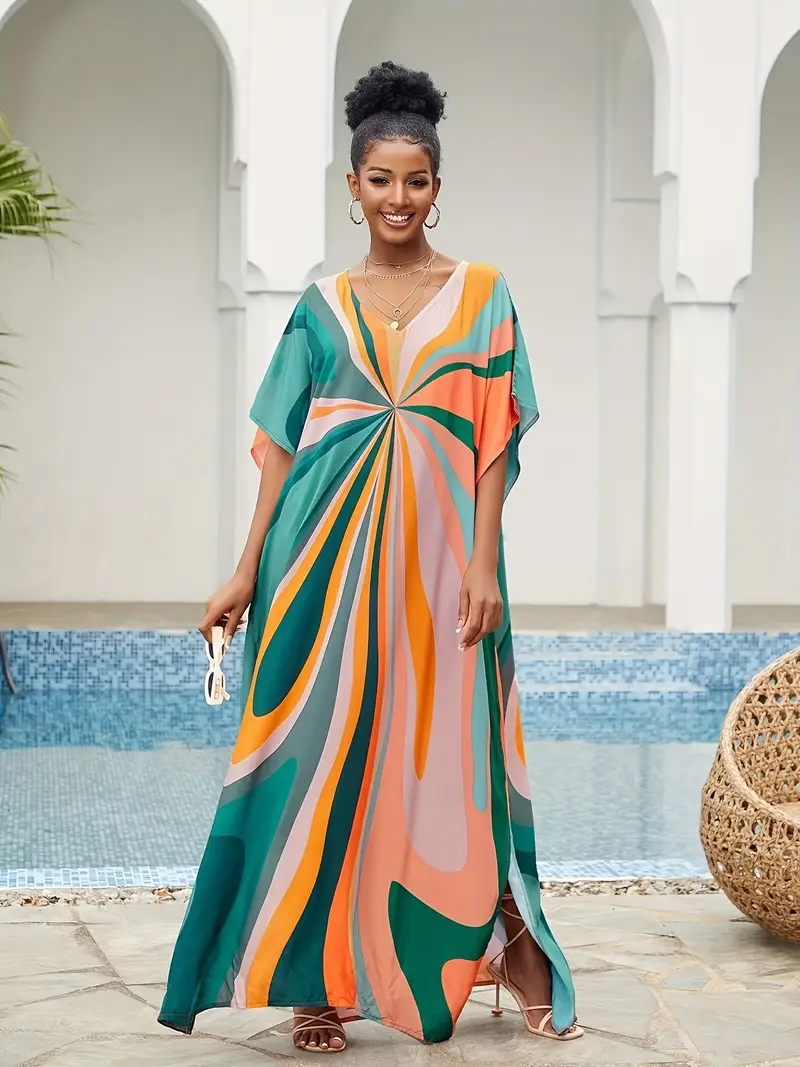 womens boho style loose fit colorful tie dye maxi dress - Temu womens boho style loose fit colorful tie dye maxi dress - Temu