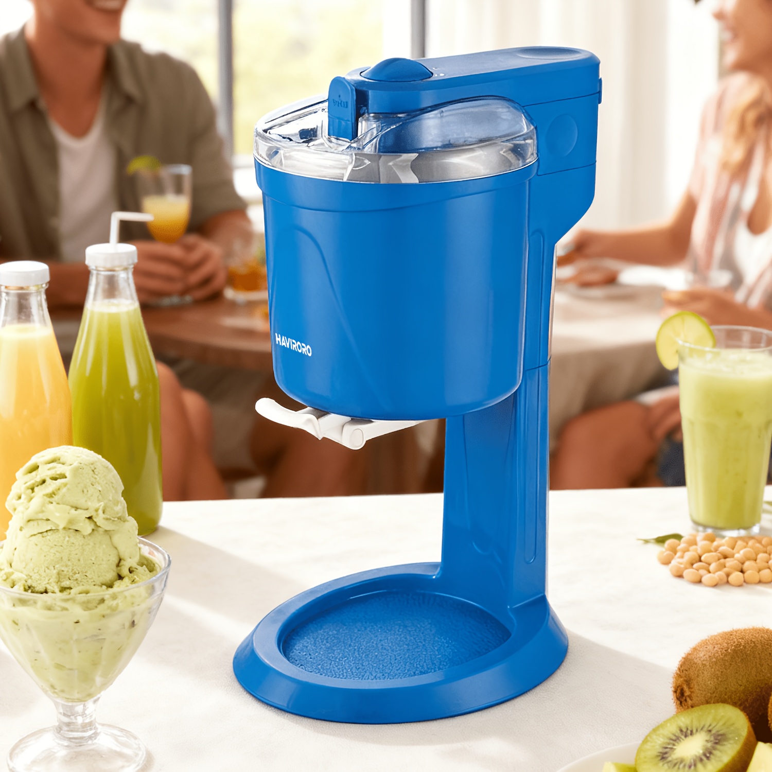 TEMU 1.2-quart Household Automatic Ice Cream Maker, Countertop Machine For Making , Yogurt, And Smoothies At Home. -touch Operation, Comes With 50