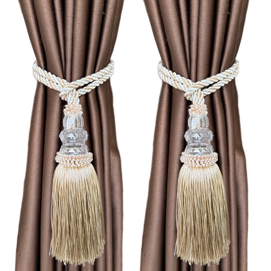TEMU 2pcs Cordons de suspension de rideaux faciles et modernes, anneaux de boucle de rideau, sangles de fixation, boules de suspension de rideau,
