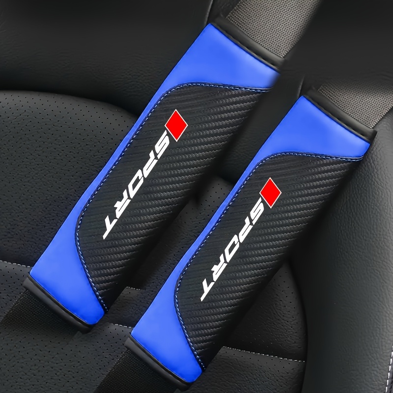 TEMU 2pcs Set Of Faux Leather Car Seat Belt Shoulder Pads, Carbon Fiber Texture Seat Belt Shoulder Pads, Universal Car Seat Belt Covers, , Faux
