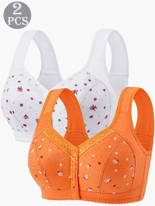 2er-pack weste mit vorne offener schnalle, anti-hängen, druck, spleißung ohne stahlring, kabellos, elegant, leicht, damen-unterwäsche, elastisch, anti-light bh-hülle