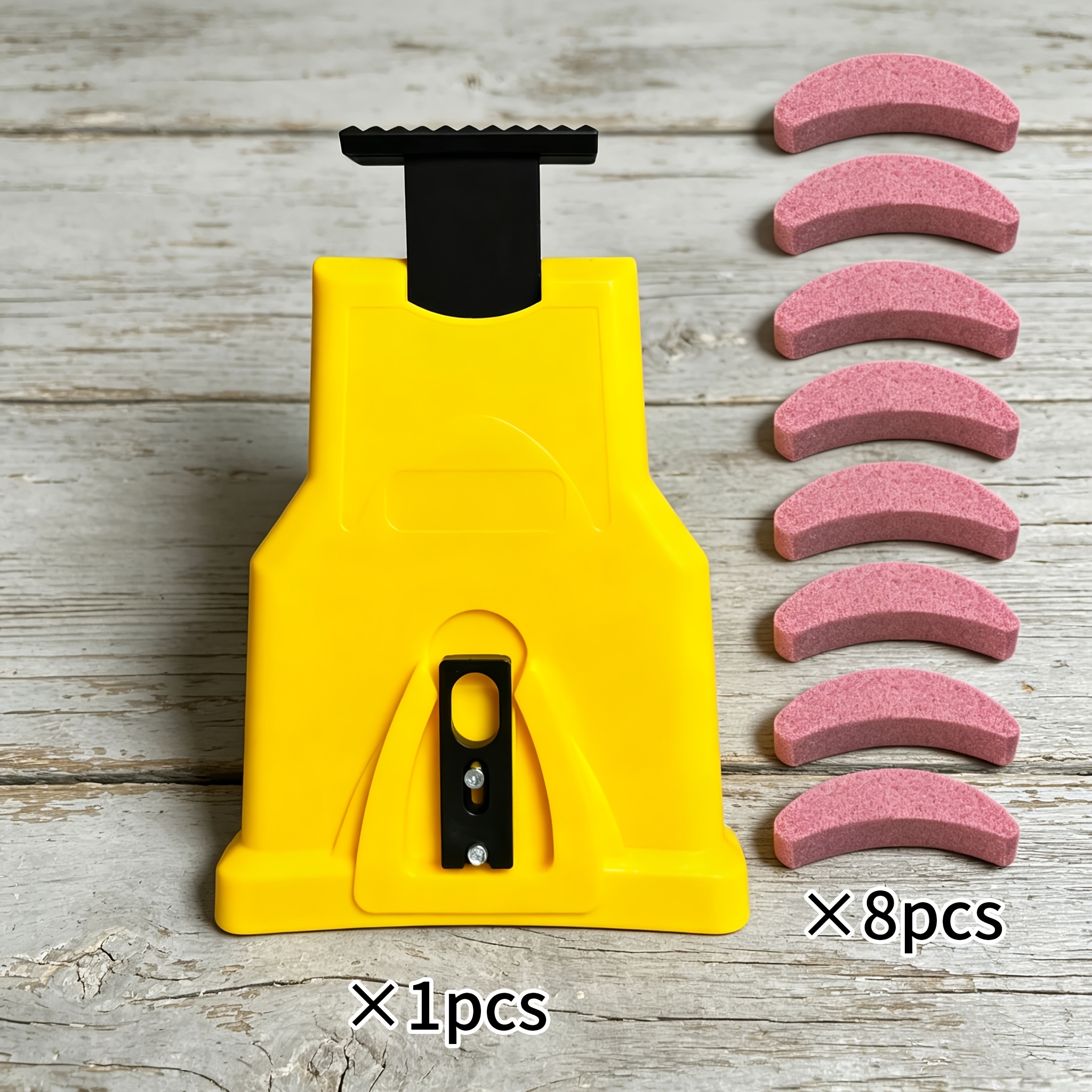 TEMU Portable Chainsaw Chain Grinding 9pcs Set, Manual Chain Grinder 210 X 142mm (21.89 X 14.2cm) 1pc And Special Curved Powder Grinding Wheel