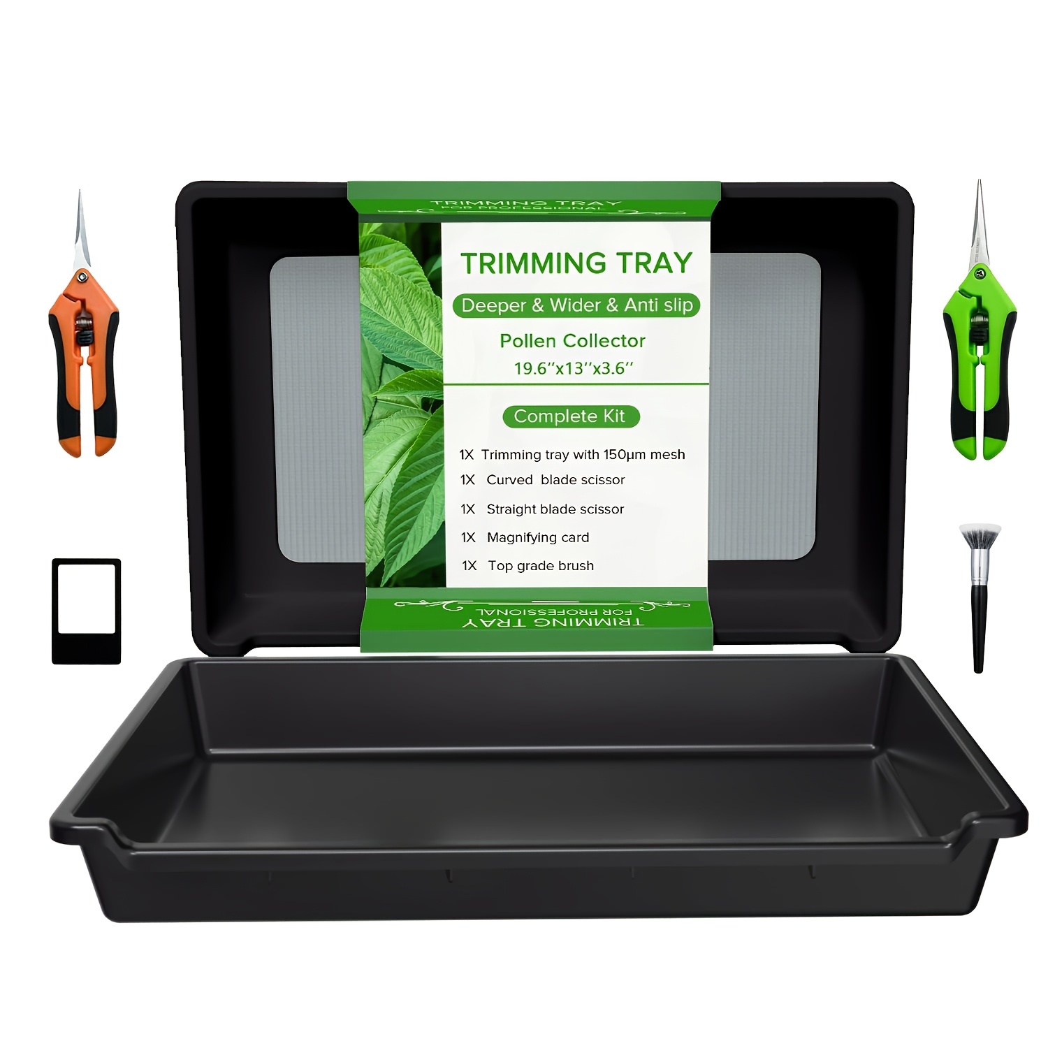 Sturdy 2-in-1 Trimming Tray Designed For Collecting Herbs, Featuring A Dry Sift Screen Set With -micron Fine Mesh And 2 Trimming Scissors, In