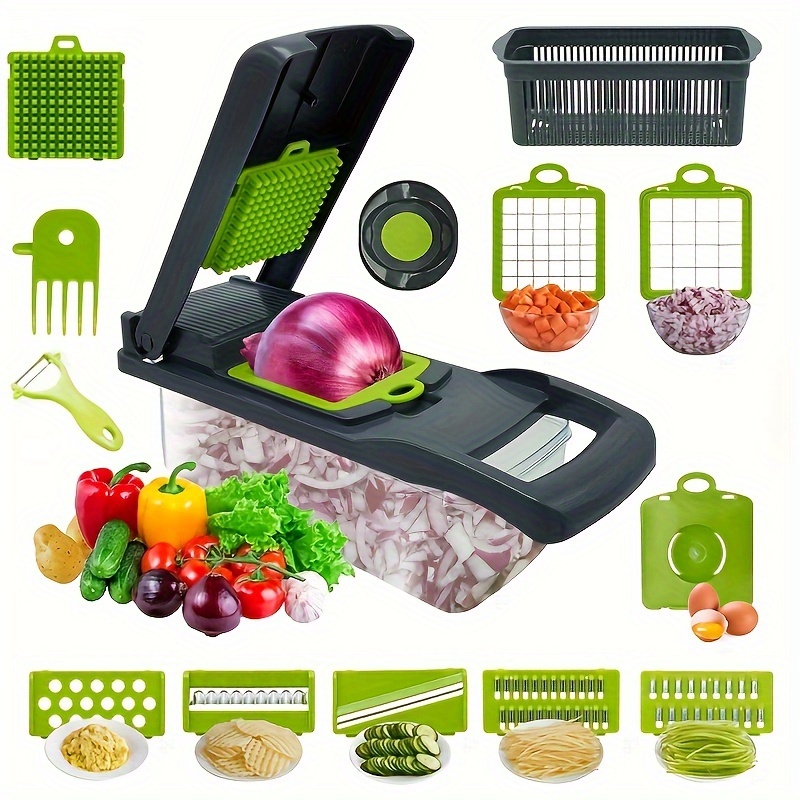 

16/26 In 1 Vegetable Chopper Kitchen Vegetable Multifunctional Food Chopper Onion Cutter With 8 Blades Kitchen Gadgets Set With Container For Tomato Garlic Vegetables Day Christmas Gifts