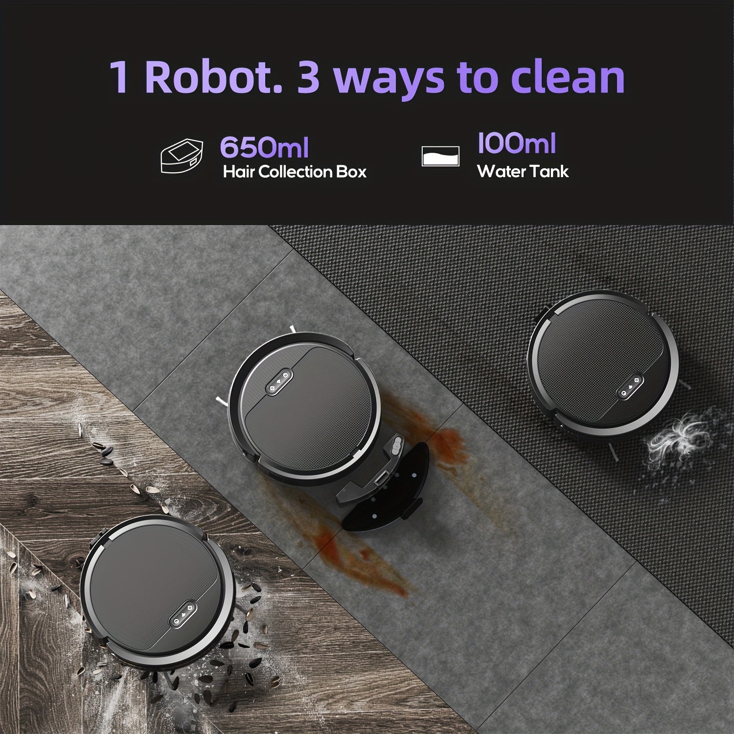 robot vacuum and mop combo app 2 in 1 robot vacuum cleaner 4000pa suction scheduled cleaning automatic recharge for pet hair low carpet details 2