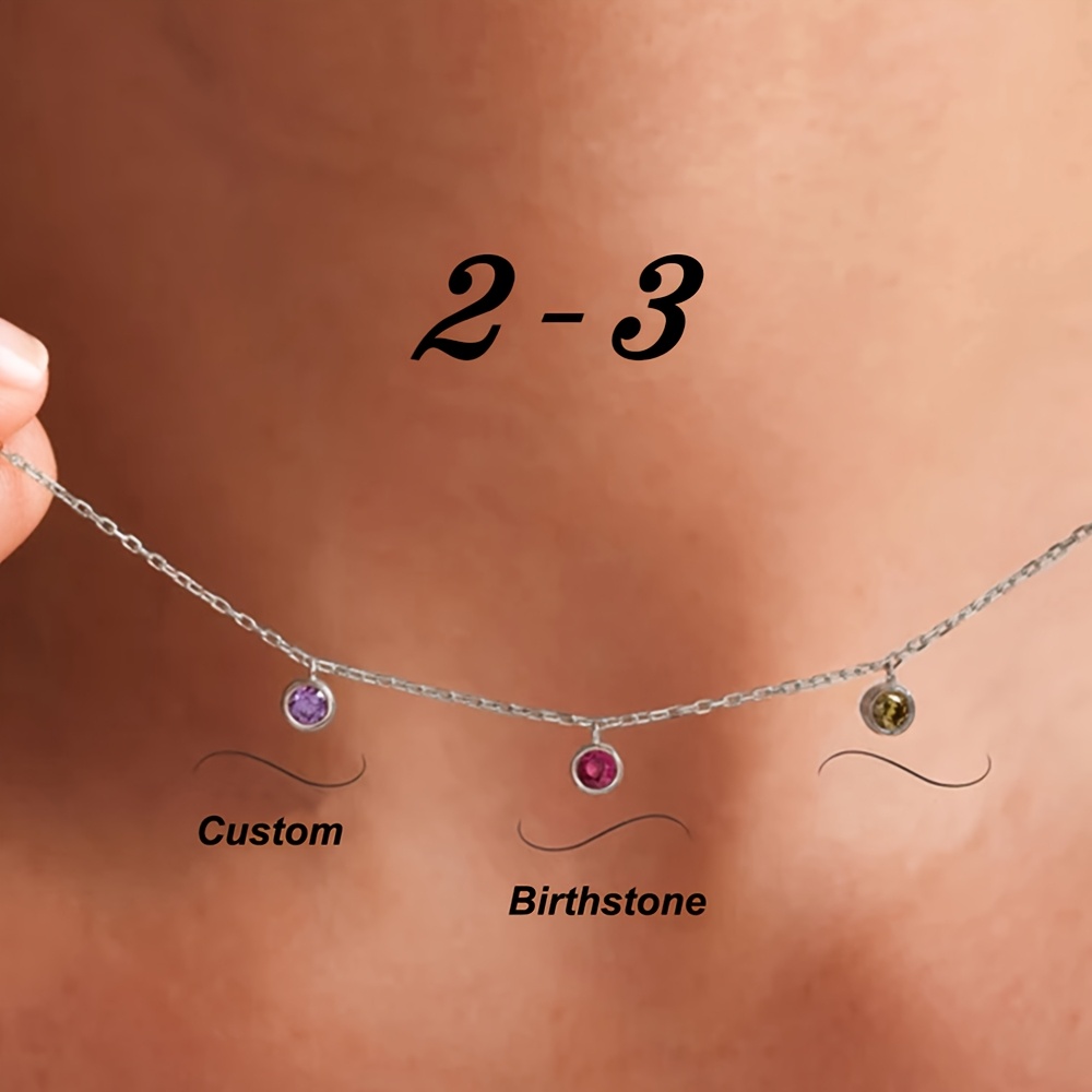 TEMU Customized Birthstone Necklace - Personalized Birthstone Jewelry - Colorful Dopamine Diy Necklace - Birthday Gift