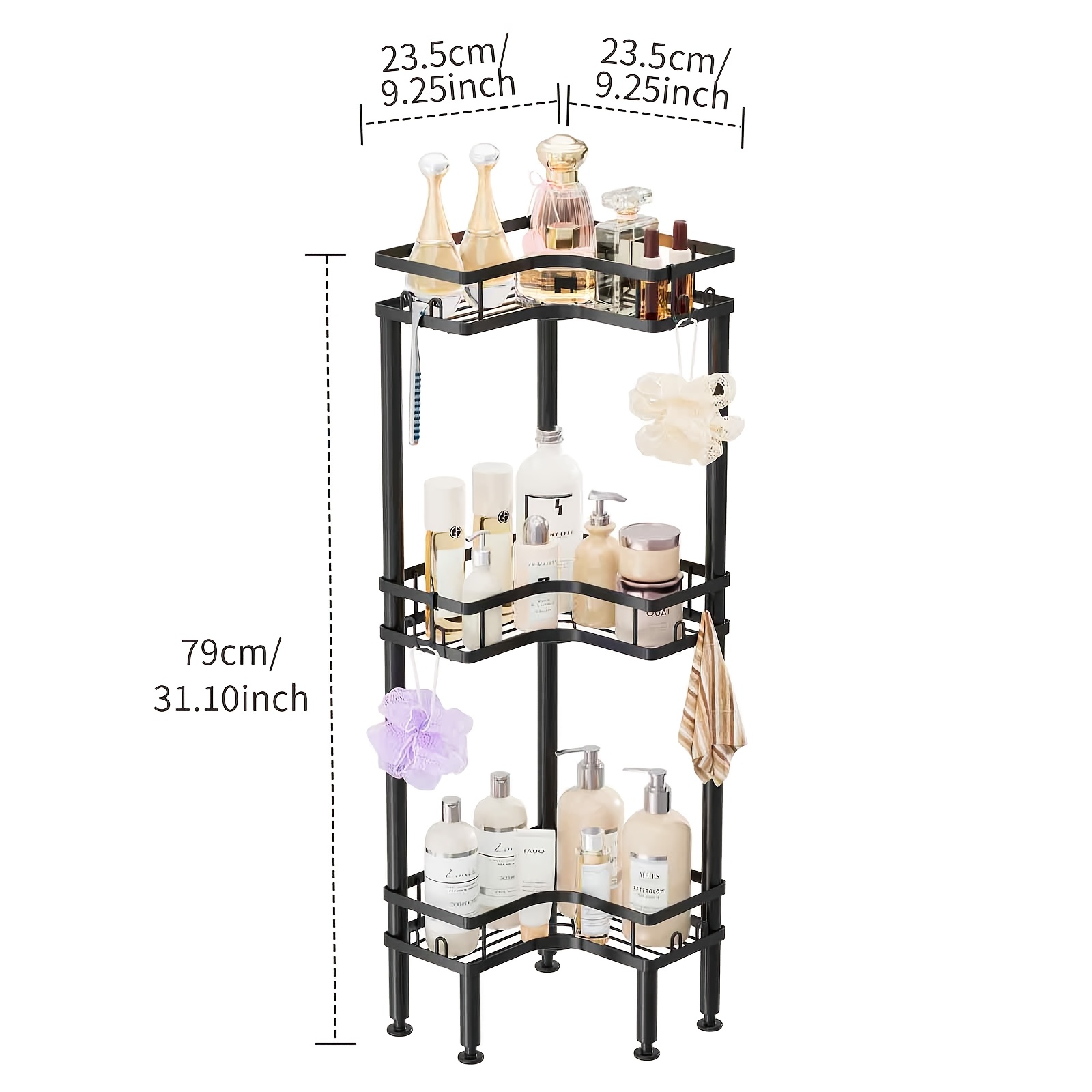 TEMU Mensola da bagno triangolare a treppiede, scaffale portaoggetti per bagnoschiuma, prodotti per della pelle e articoli da toeletta,