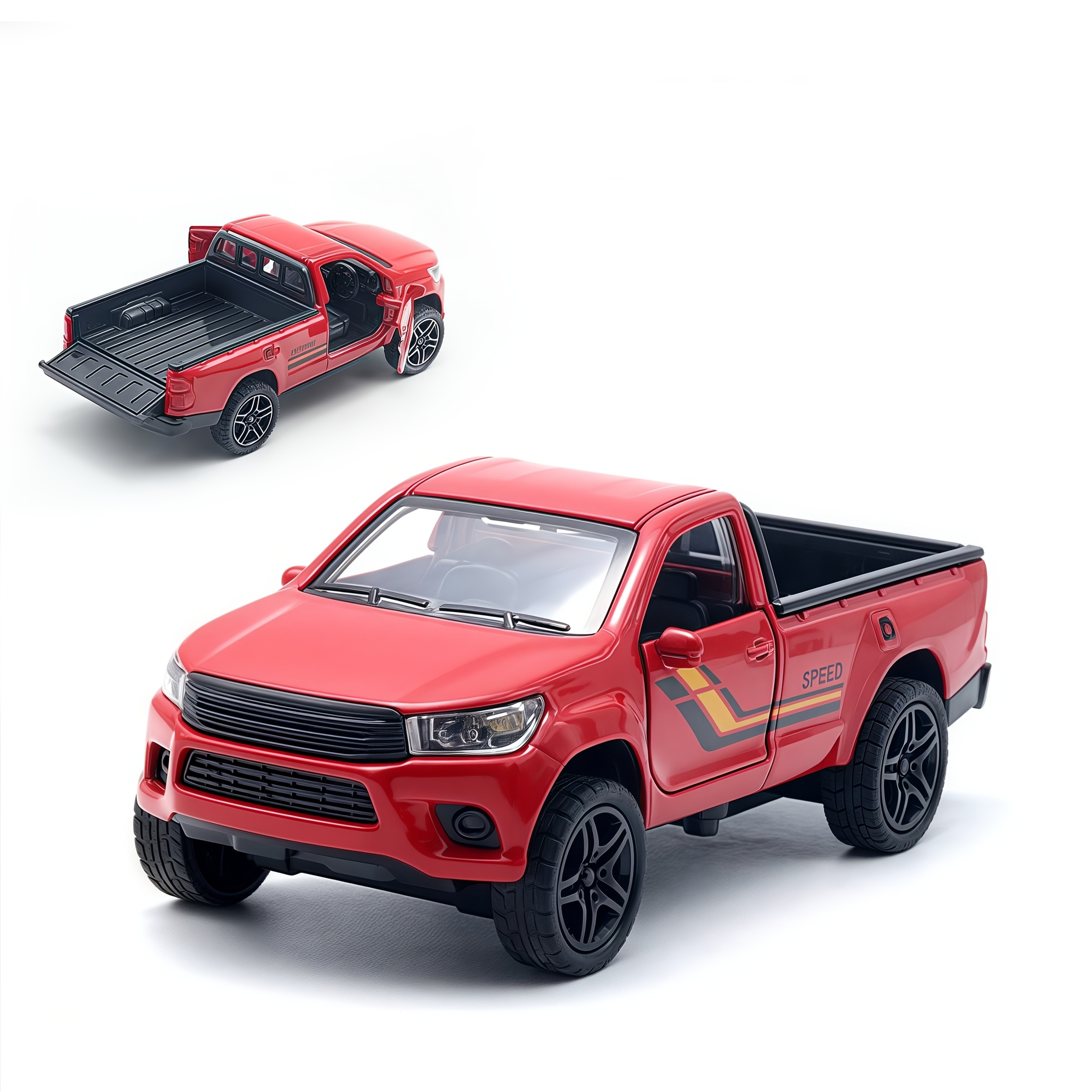 Image of 1pc Alloy Off-road Vehicle Pickup Truck Model Ornament, Car Model Ornament, Owner Gift. Collection Enthusiasts, Desktop Ornaments, Holiday Gifts, Birthday Gifts