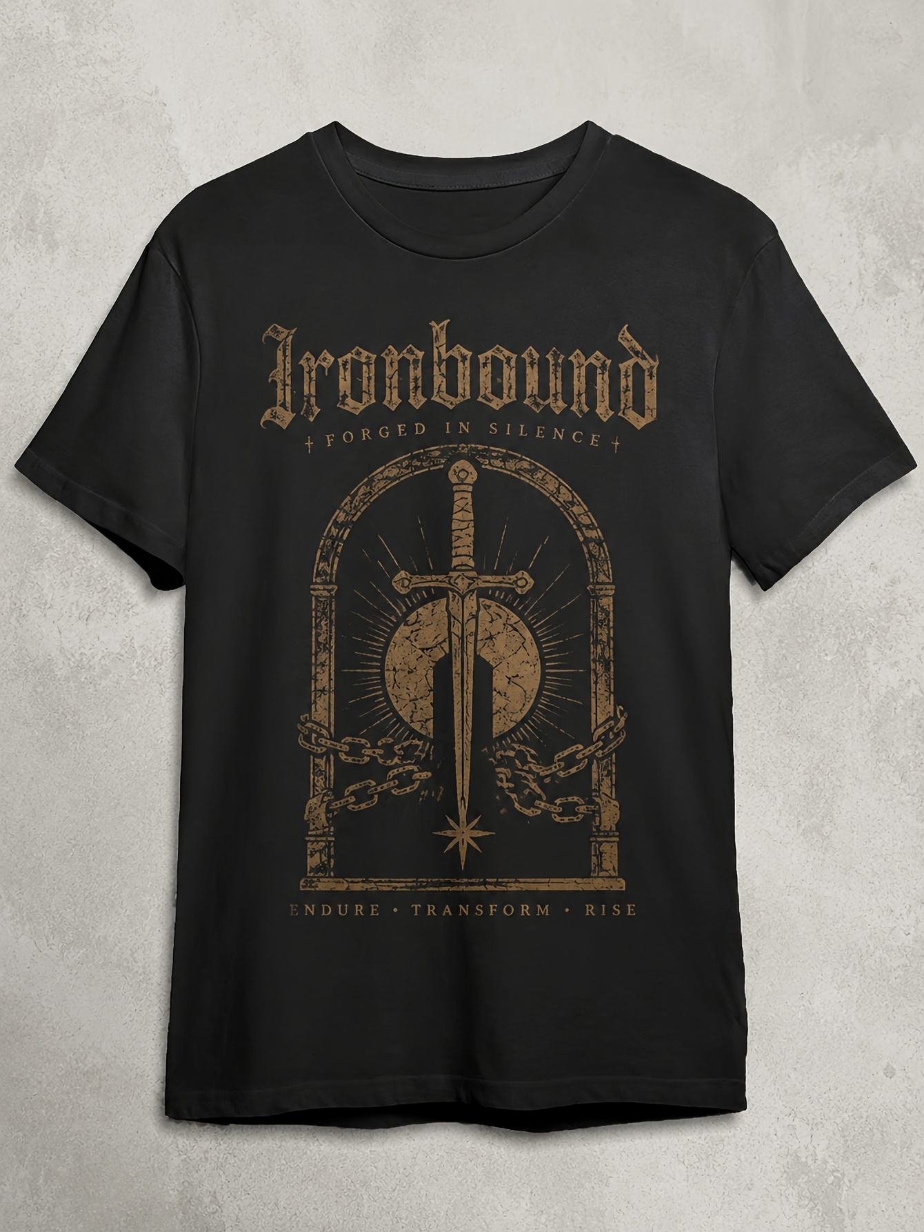 artikel foto heren t-shirt met middeleeuws   & ketting - gotische grafische print, korte mouwen, ronde hals,   pasvorm, geschikt voor casual streetwear, thema-evenementen & dagelijks gebruik, machinewasbaar, het hele jaar door voor geschiedenisliefhebbers