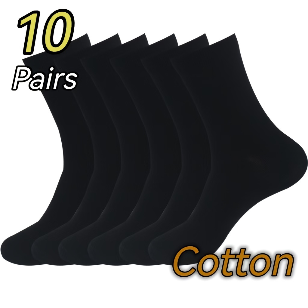 

10 Pairs 100% Cotton Dress Socks - , Suitable For Business And Outdoor Activities,