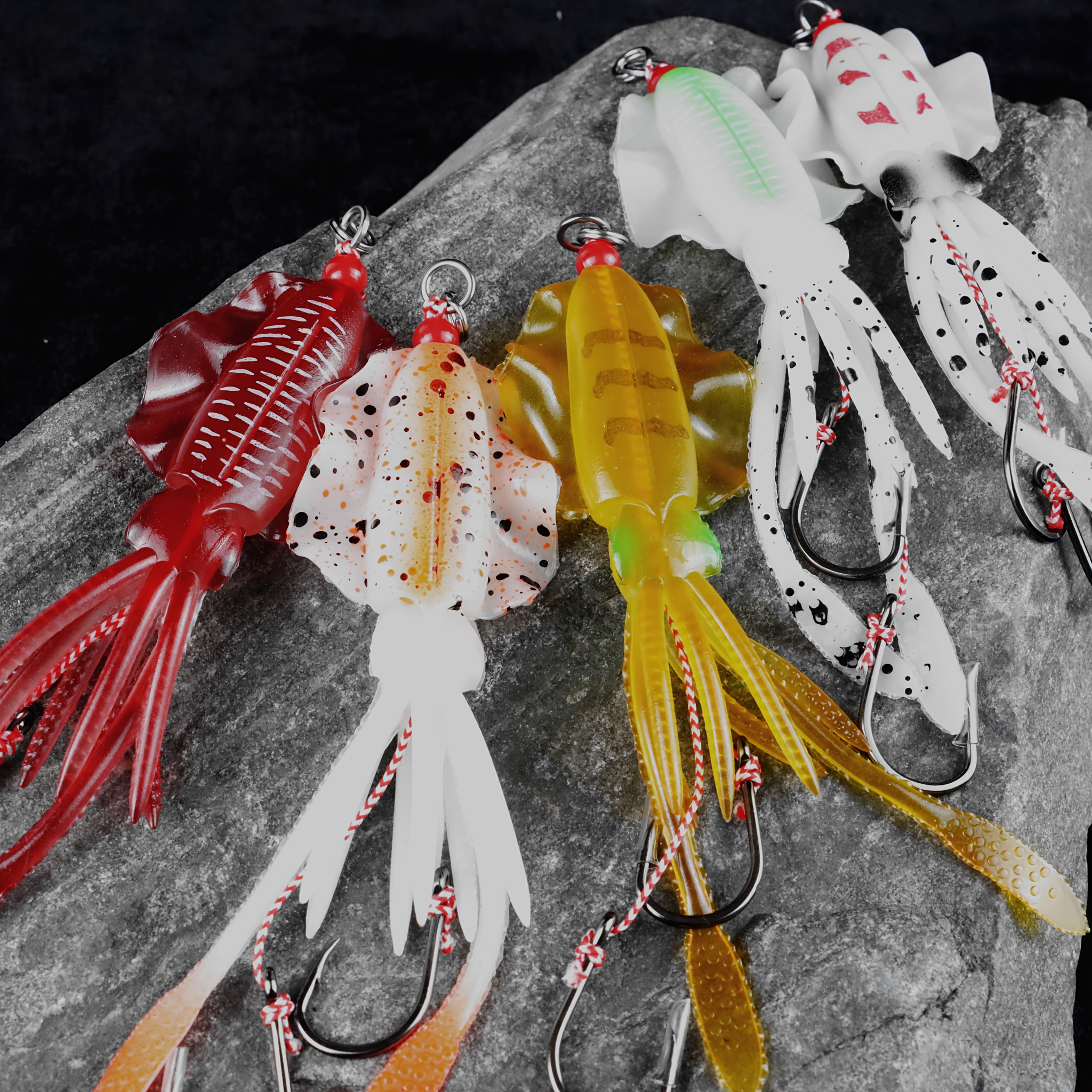 bioluminous fishing lure hand assembled bioluminescent octopus soft lures double