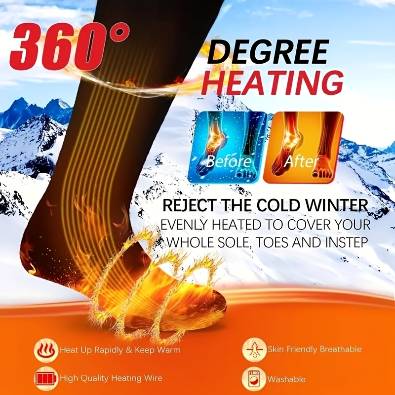 Socks with Three Temperature Settings, Perfect for Keeping Your Feet Warm While Fishing, Skiing, Hiking, Or Camping in Winter, Equipped with a 4000Mah Battery, an Ideal Winter Gift.