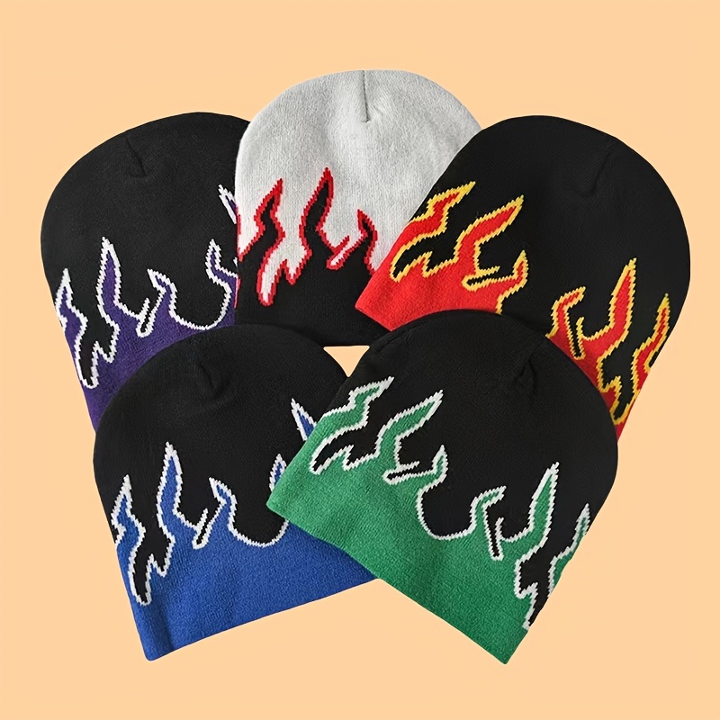 

Flaming Knit Beanie - Men's Winter Hat - Warm And Stretchy - Machine Washable - High-quality Nylon Material