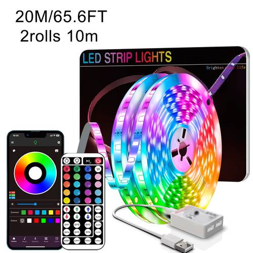 extra long led light smart rgb strip light with app and remote control timer dimmable color changing music synchronization 16 million colors usb powered ideal for bedroom living room halloween party holiday gifts wedding decor